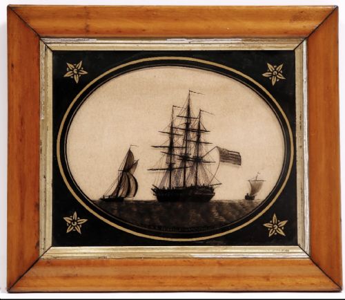 Early 19th Century Silhouettte ' U.s. Frigate Constitutional'