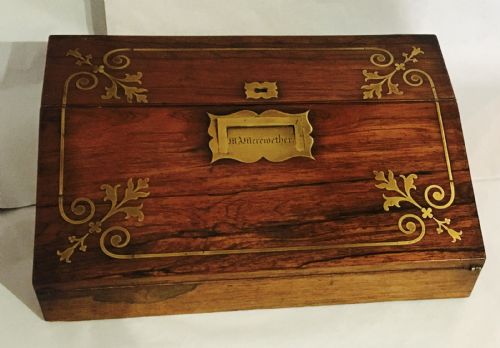 Regency Brass Inlaid Ladies Writing Slope