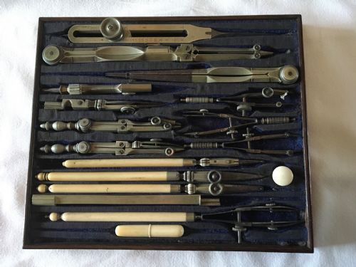fig 1. Troughton & Simms Brass Bound Draughtmans set