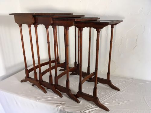 Superb Quartetto of Mahogany and Satinwood Nesting Tables