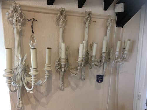 Set of Four Three Branch Antique Wall Lights