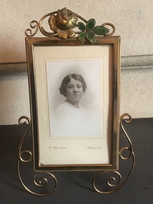 Victorian Brass and Enamel Photograph Frame