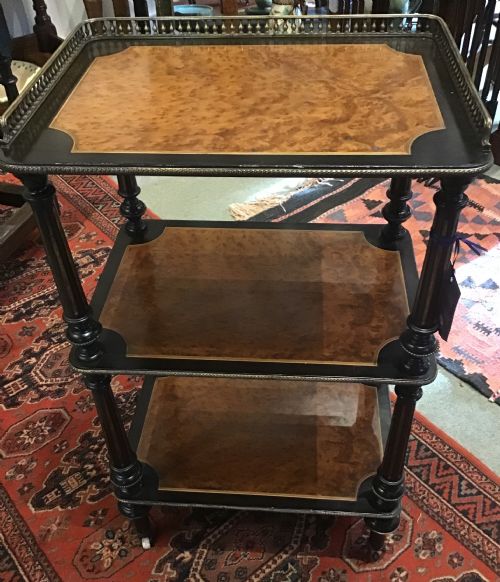 French Amboyna  and Ebonised Etagere