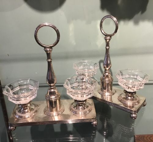 Pair of Christofle and Baccarat Crystal Silver Plated Open Salts