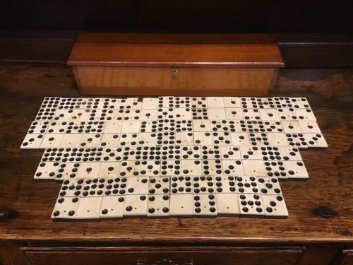 Double Nine Antique Set of Dominoes