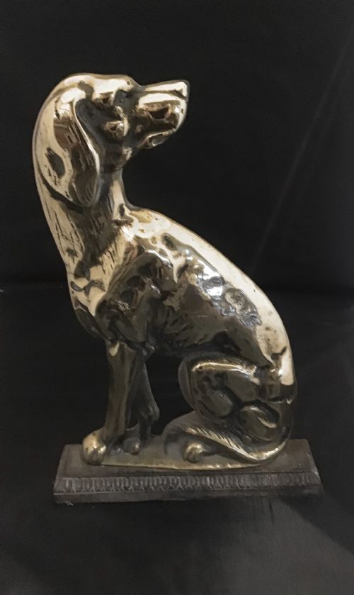 Victorian Brass  Seated Gun Dog Door Stop