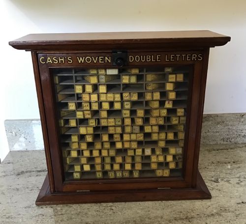 Cash’s Woven Double Letters Haberdashery Mahogany Display Cabinet