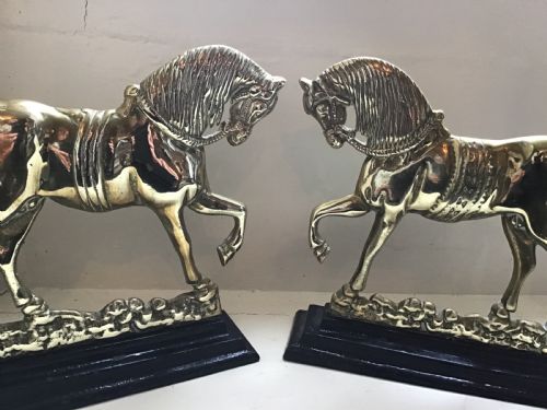PAIR OF VICTORIAN BRASS HORSE HEARTH ORNAMENTS - ADDITIONAL PHOTO 1