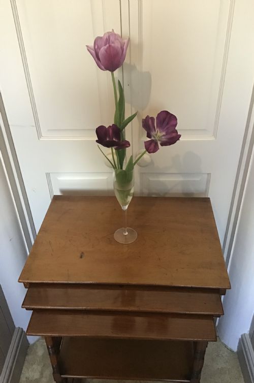 AESTHETIC MOVEMENT NEST OF THREE WALNUT TABLES - ADDITIONAL PHOTO 1