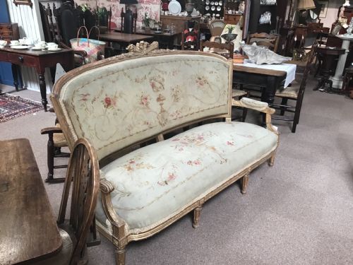 FRENCH GILT WOOD SALON SOFA - ADDITIONAL PHOTO 3