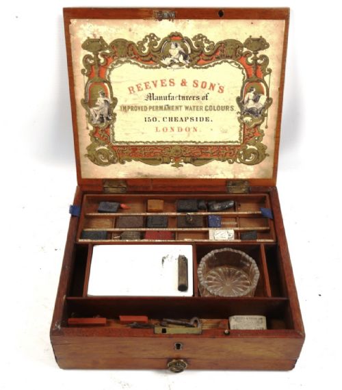 reeves sons mahogany watercolour paint box - CATEGORY: ANTIQUE BOXES - DATED VICTORIAN