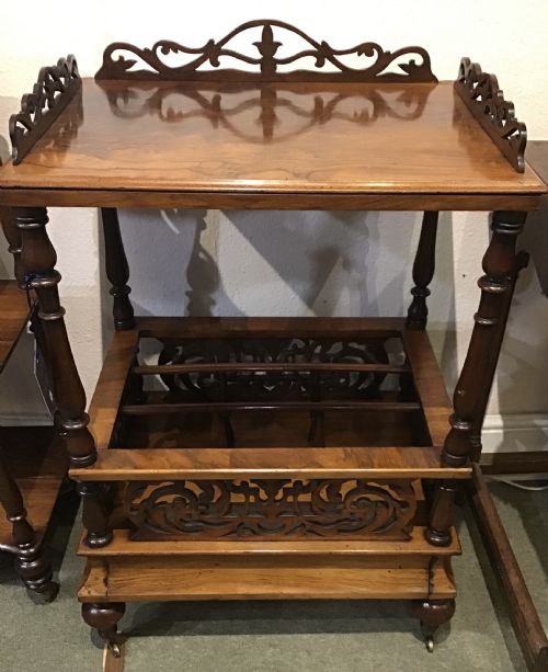 victorian walnut canterbury - CATEGORY: ANTIQUE FURNITURE - DATED VICTORIAN