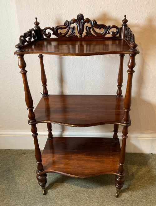 victorian rosewood three tier whatnot - CATEGORY: ANTIQUE FURNITURE - DATED VICTORIAN