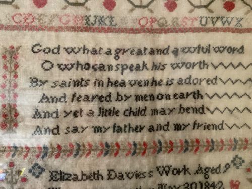 PAIR OF SAMPLERS BY THE DAVIES SISTERS CARMARTHEN 1842 - ADDITIONAL PHOTO 9