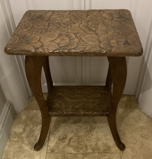 JAPANESE CARVED SIDE TABLE RETAILED BY LIBERTY CO - ADDITIONAL PHOTO 4