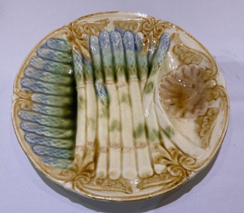 FRENCH ASPARAGUS MAJOLICA SERVICE 7PCS - ADDITIONAL PHOTO 2