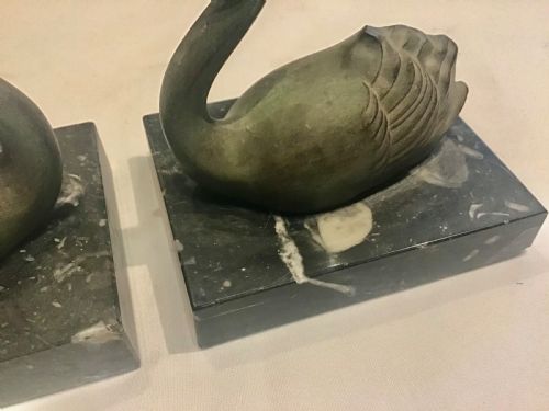 PAIR OF 1920S SWAN BOOKENDS - ADDITIONAL PHOTO 2