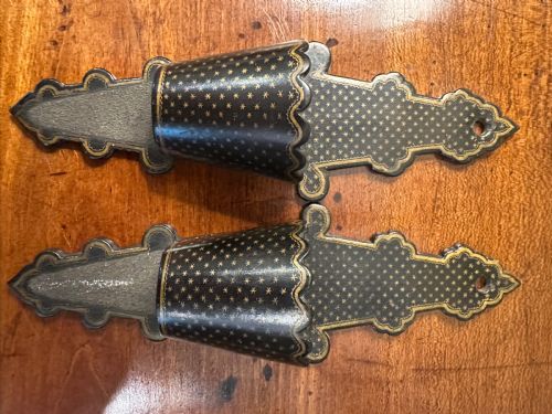 pair papier mache wall pocket match holders and strikers - CATEGORY: ANTIQUE MISCELLANEOUS - DATED 19TH CENTURY
