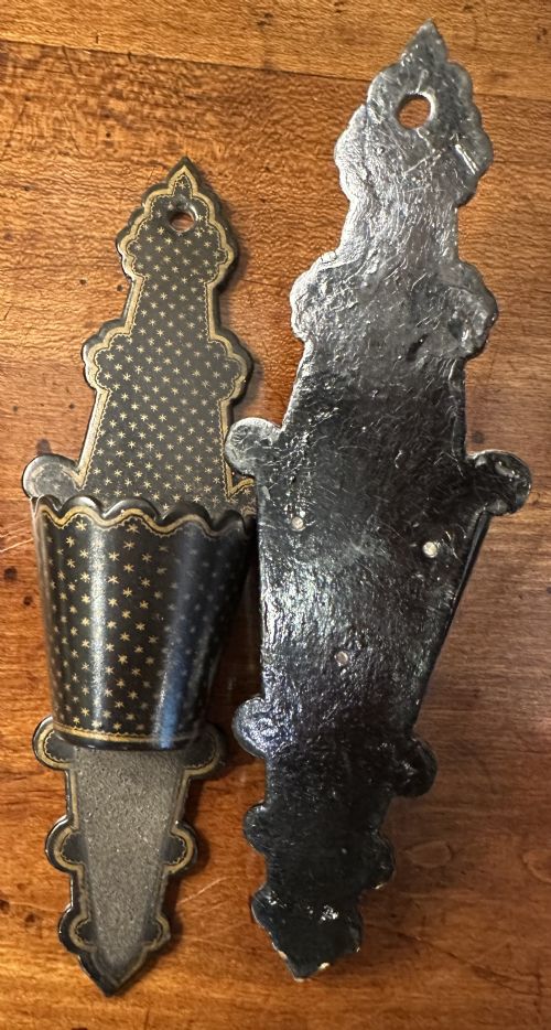 PAIR PAPIER MACHE WALL POCKET MATCH HOLDERS AND STRIKERS - ADDITIONAL PHOTO 3