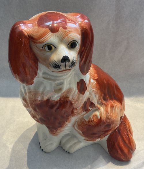 PAIR OF VICTORIAN STAFFORDSHIRE SPANIELS - ADDITIONAL PHOTO 5