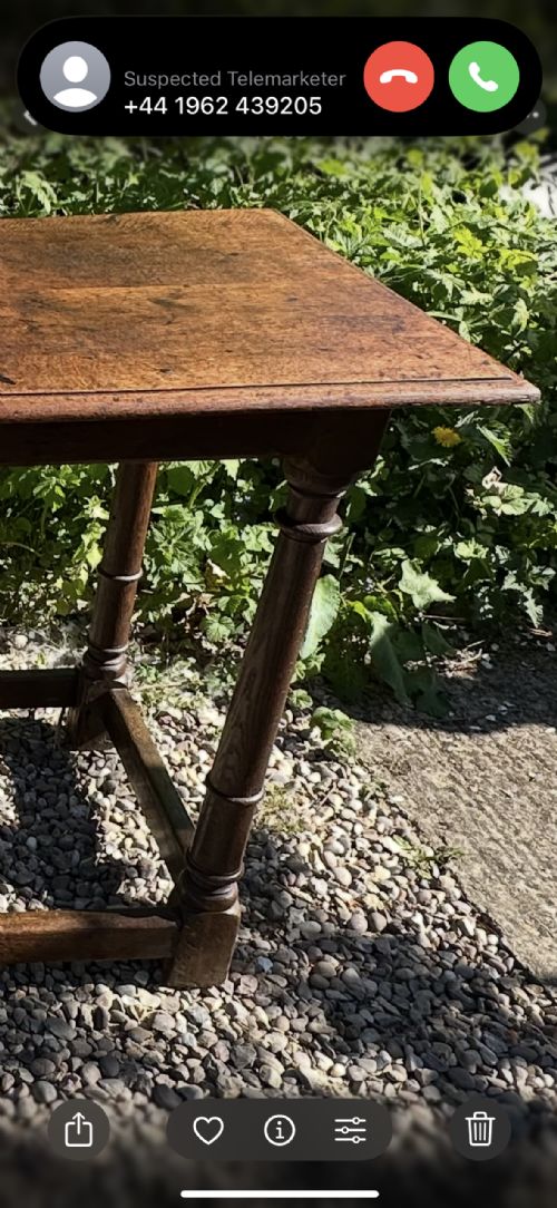 EARLY 18TH CENTURY SMALL OAK REFECTORY TABLE - ADDITIONAL PHOTO 2