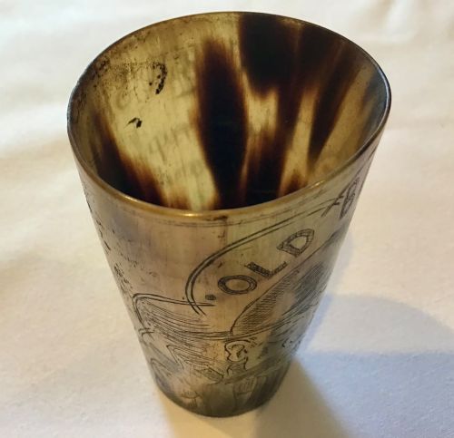 OLD BILL CARVED HORN BEAKER OF WW1 HISTORICAL INTEREST