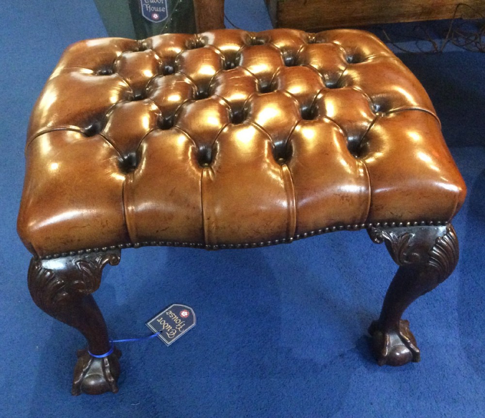 Handsome Mahogany Stool with Claw and Ball Feet