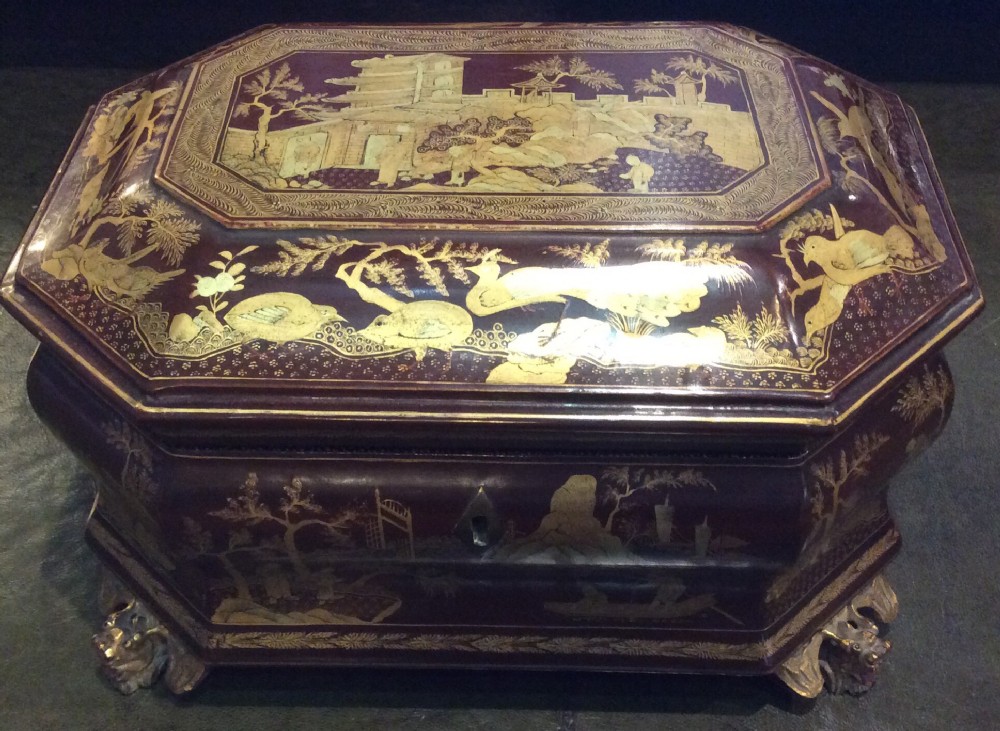 Chinese Export Lacquered Tea Caddy (c1880)