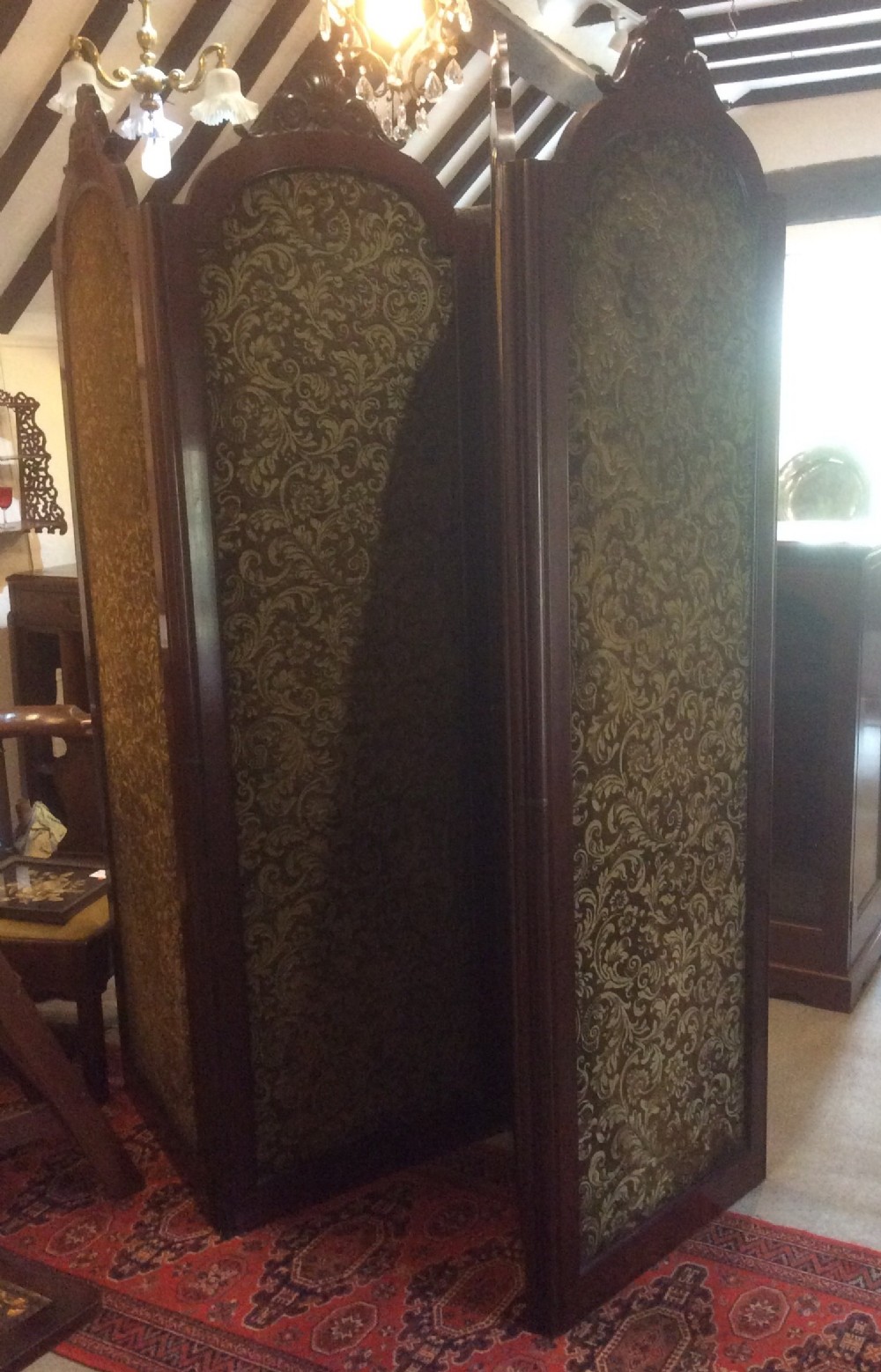 Mahogany Four Fold Screen 
