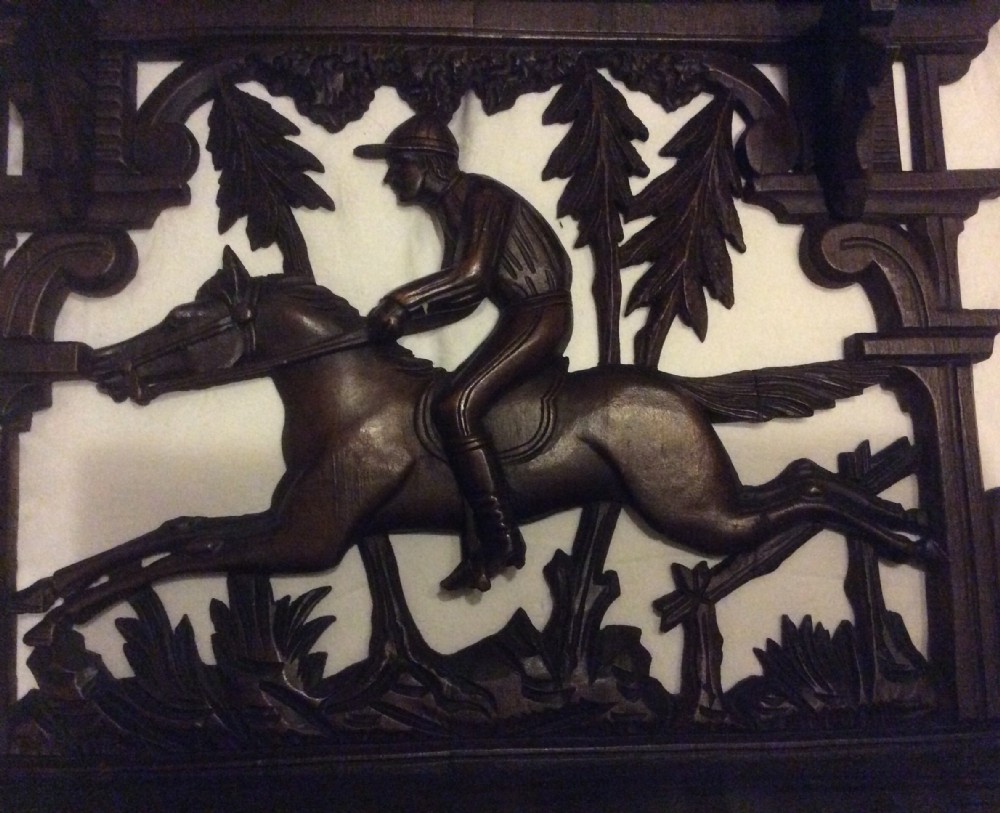 19th Century Carved Wall Shelves with Horse and Jockey 