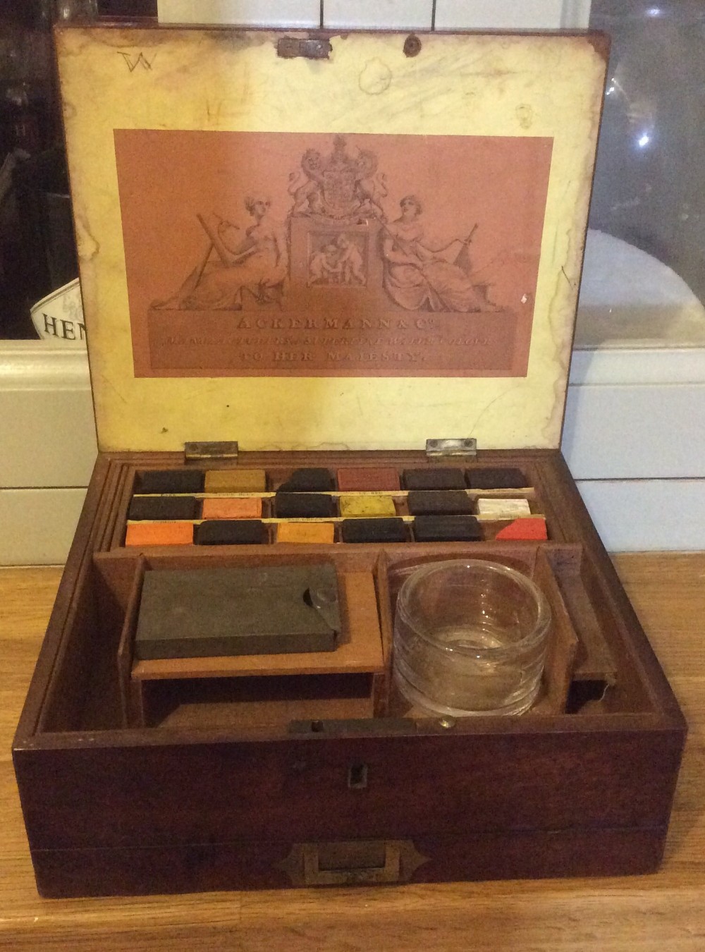 Mahogany cased Ackermann Paint Box 