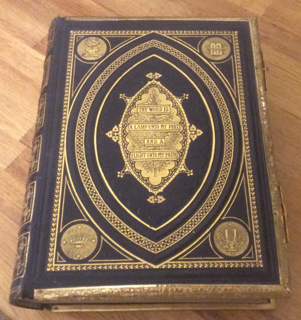 Fabulous mid 19th century leather and gilt Holy Bible 