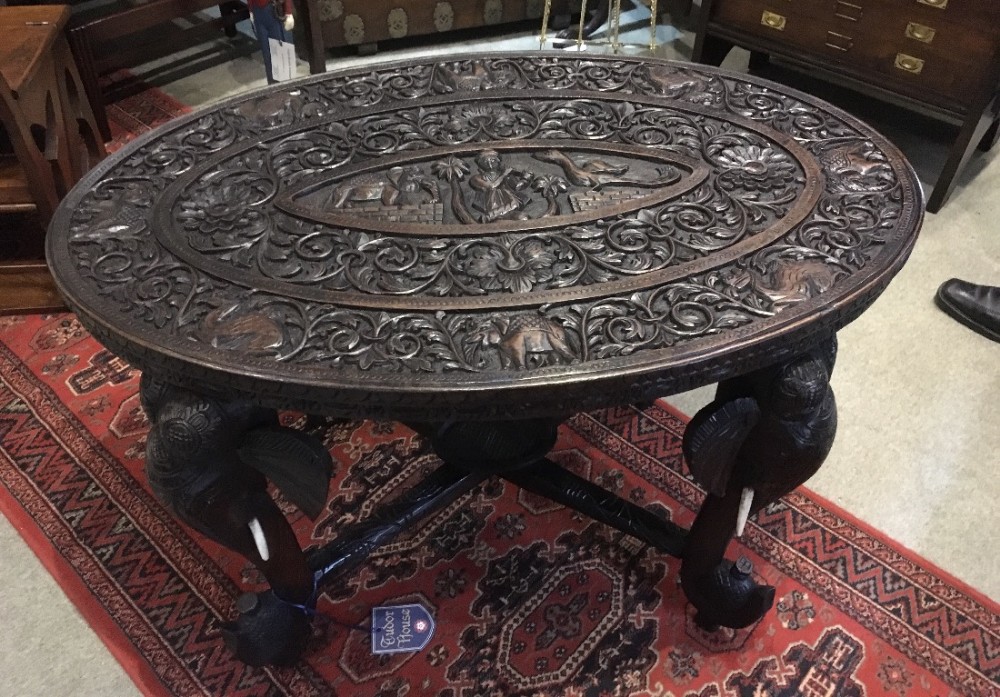 Anglo Raj carved Elephant table 
