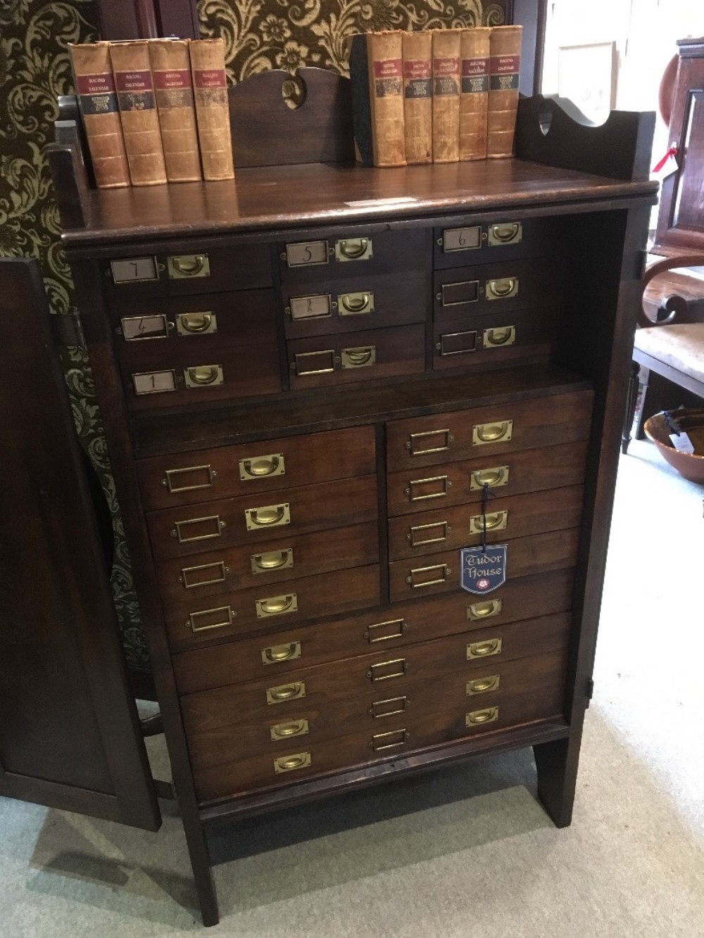 Birch stationary cabinet with presentation plaque 