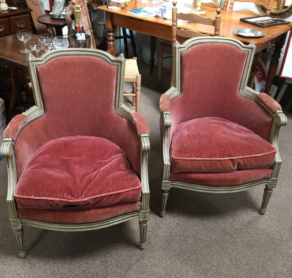 Pair of French Upholstered Armchairs 