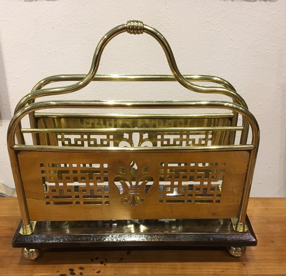 Victorian brass magazine rack 