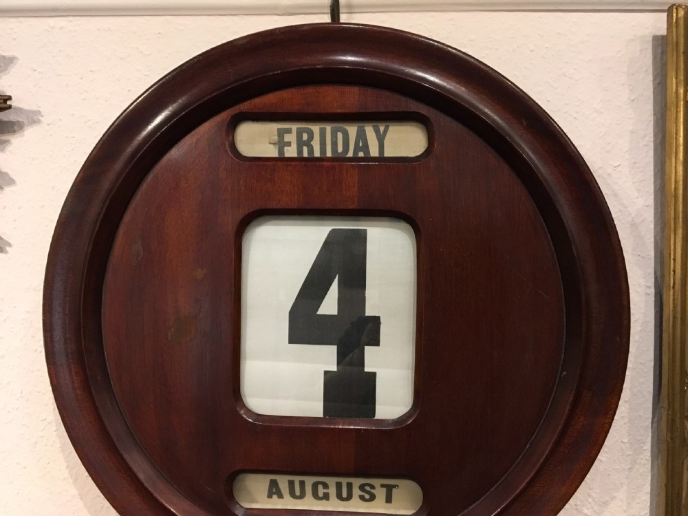 Victorian mahogany wall hanging perpetual calendar  View III