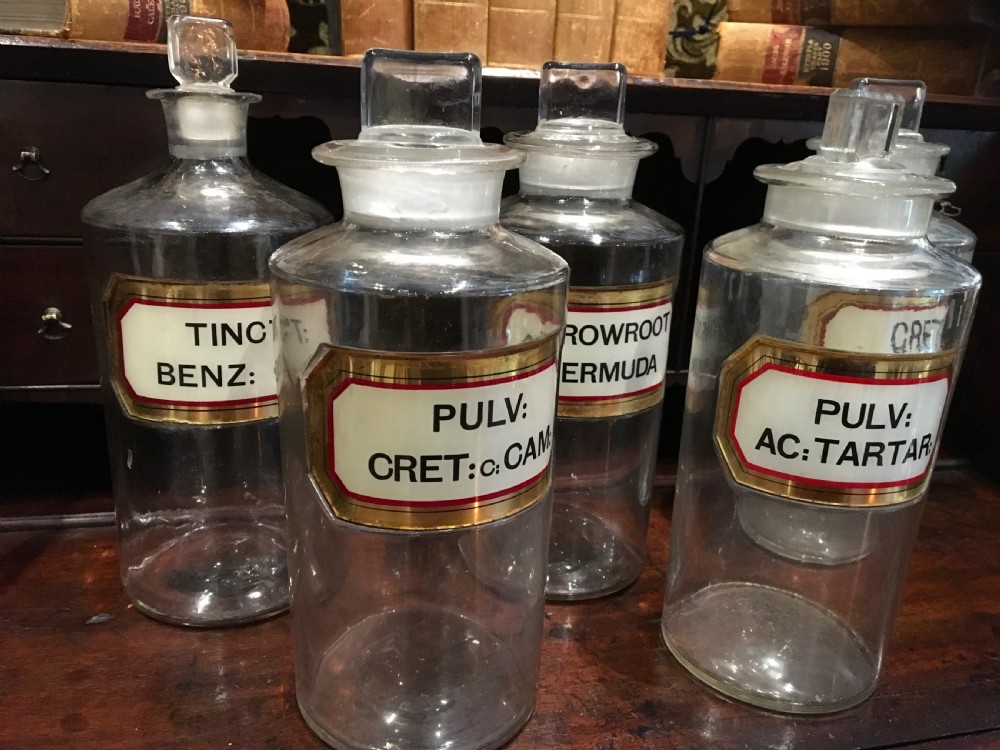 Five large Victorian Apothecary Bottles  View II