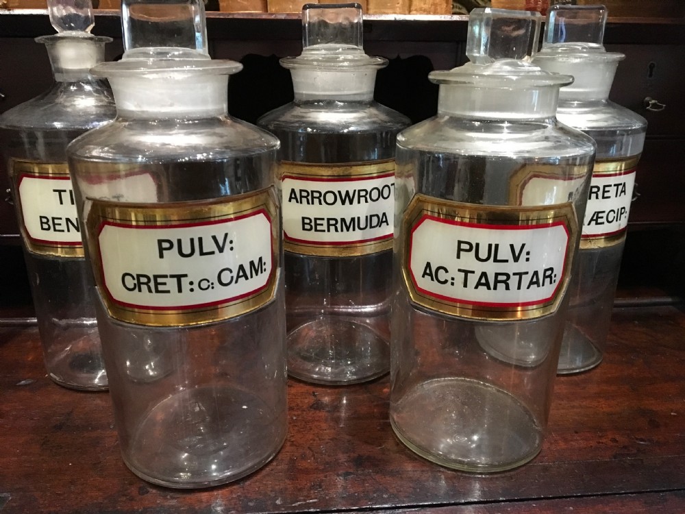 Five large Victorian Apothecary Bottles  View IV
