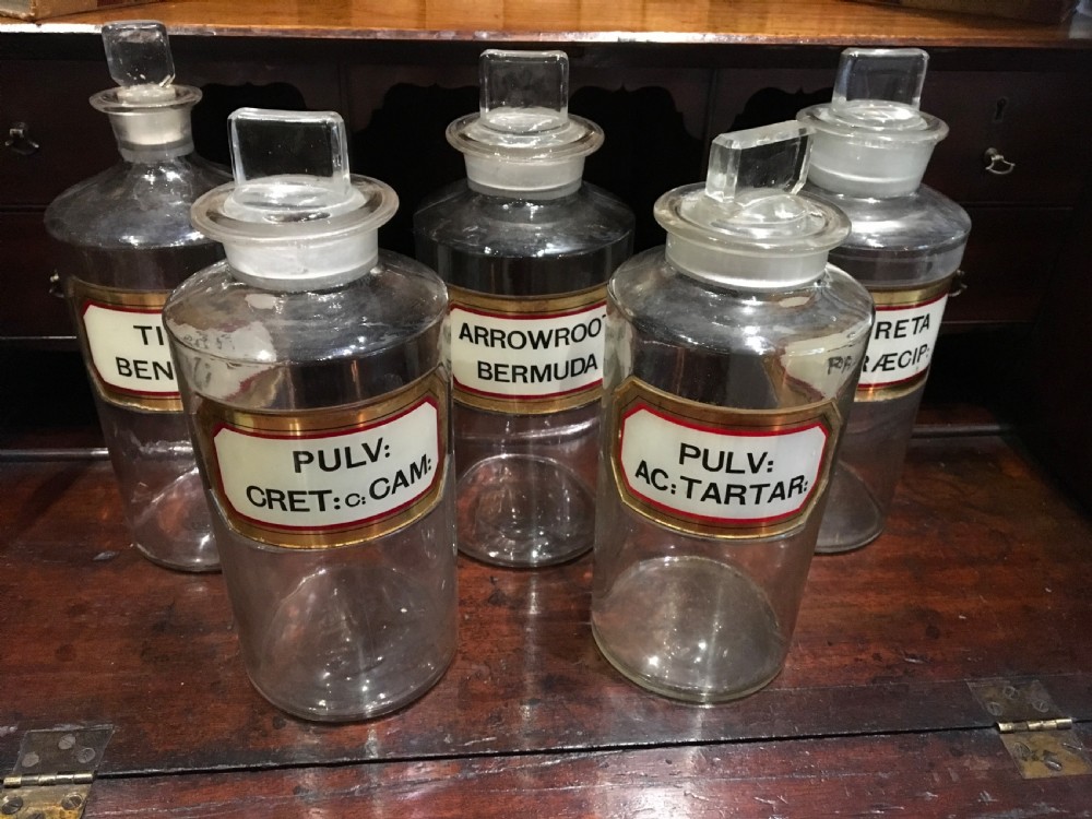 Five large Victorian Apothecary Bottles  View V