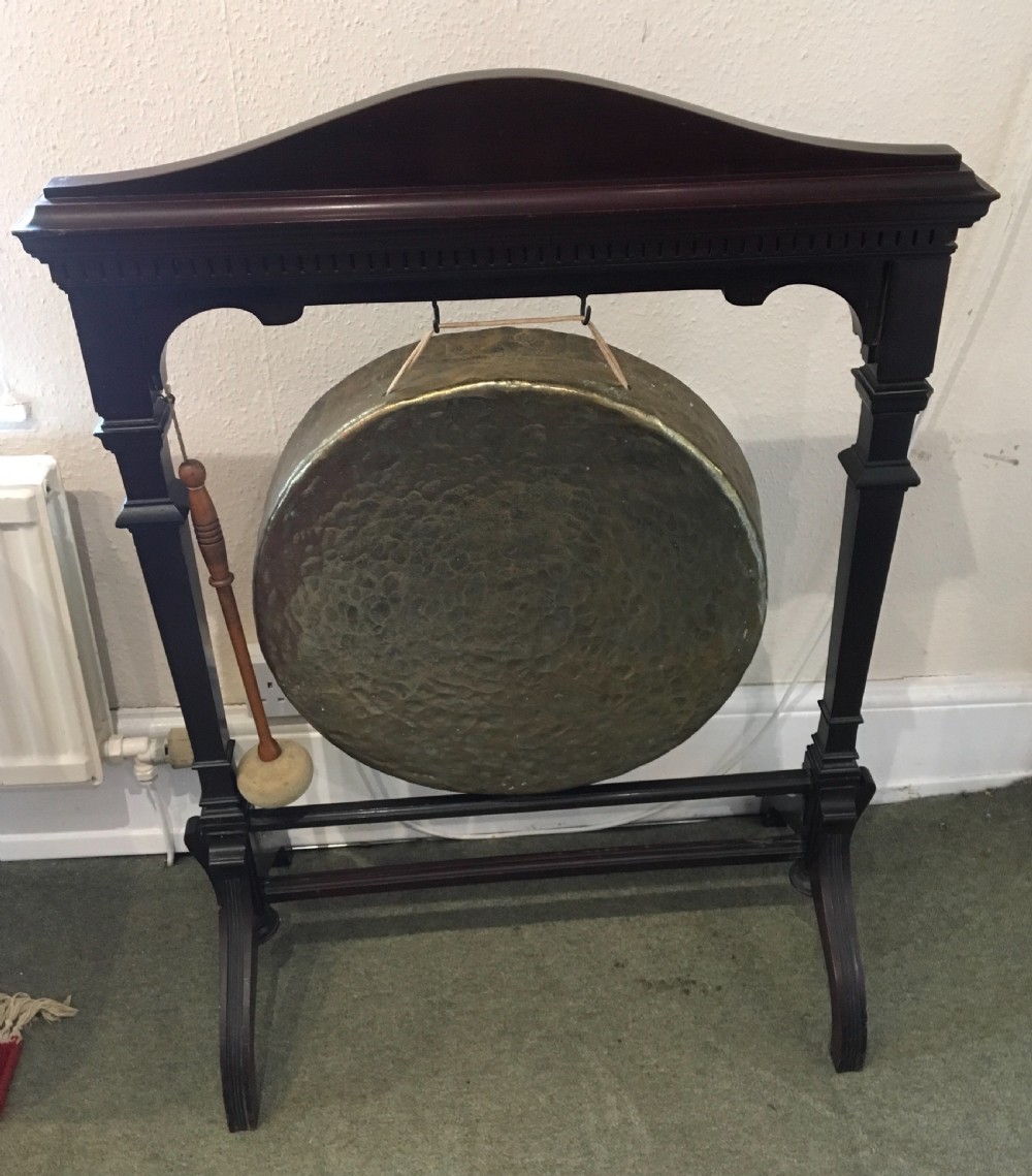Large floor standing Mahogany and Brass Dinner Gong