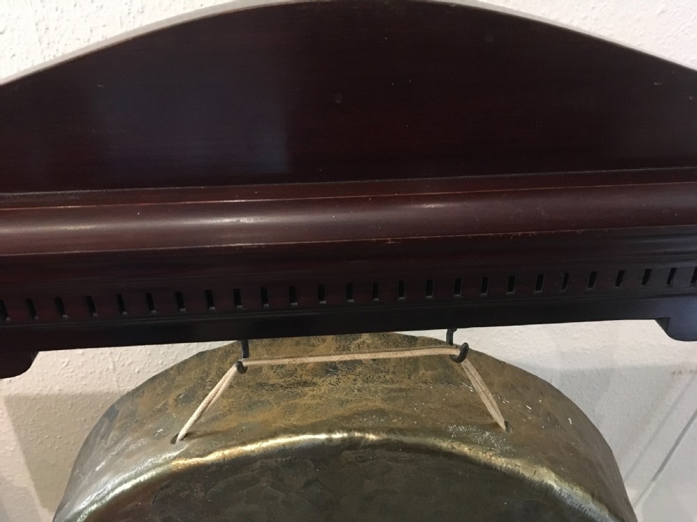 Large floor standing Mahogany and Brass Dinner Gong View III