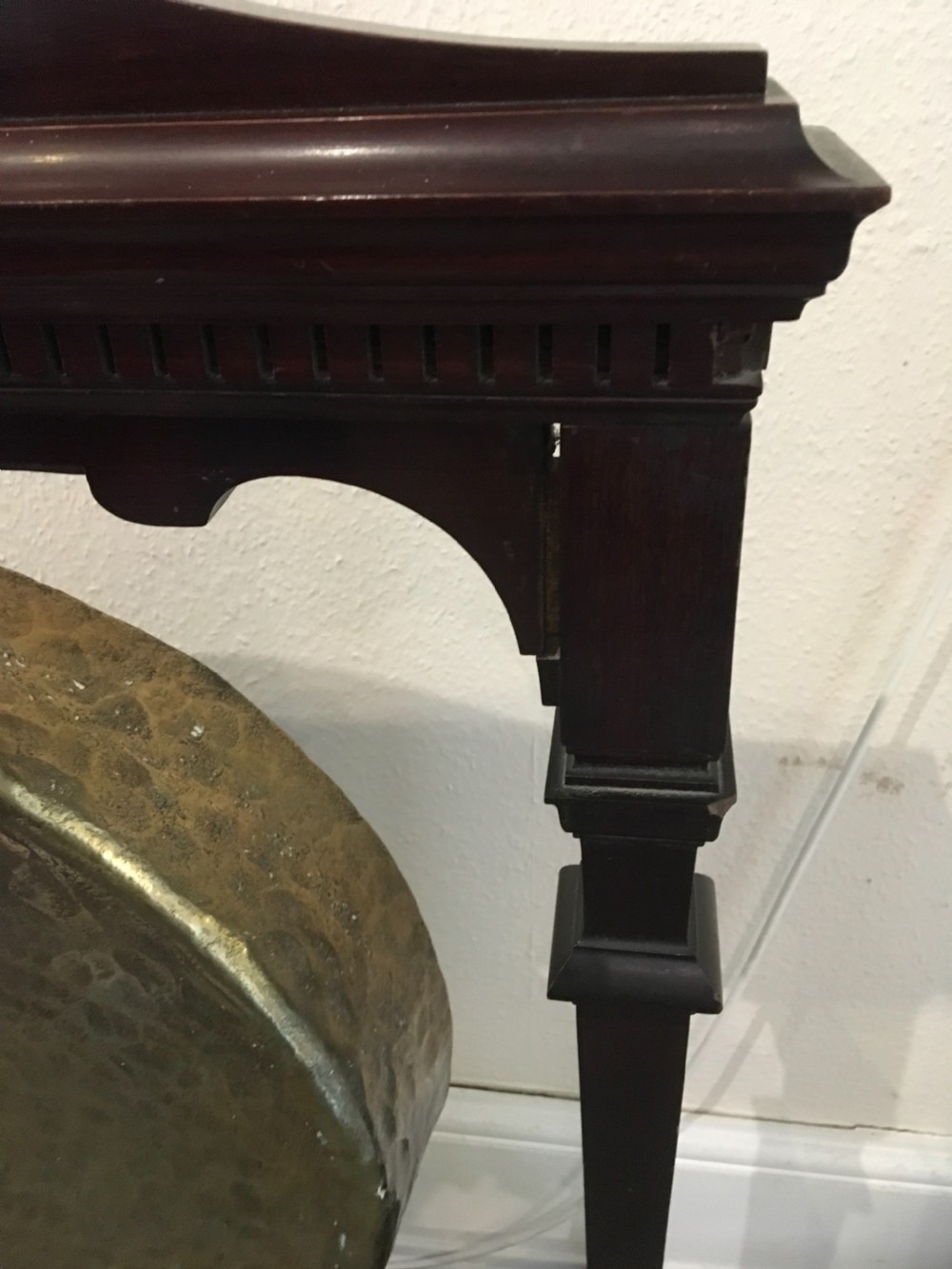 Large floor standing Mahogany and Brass Dinner Gong View IV