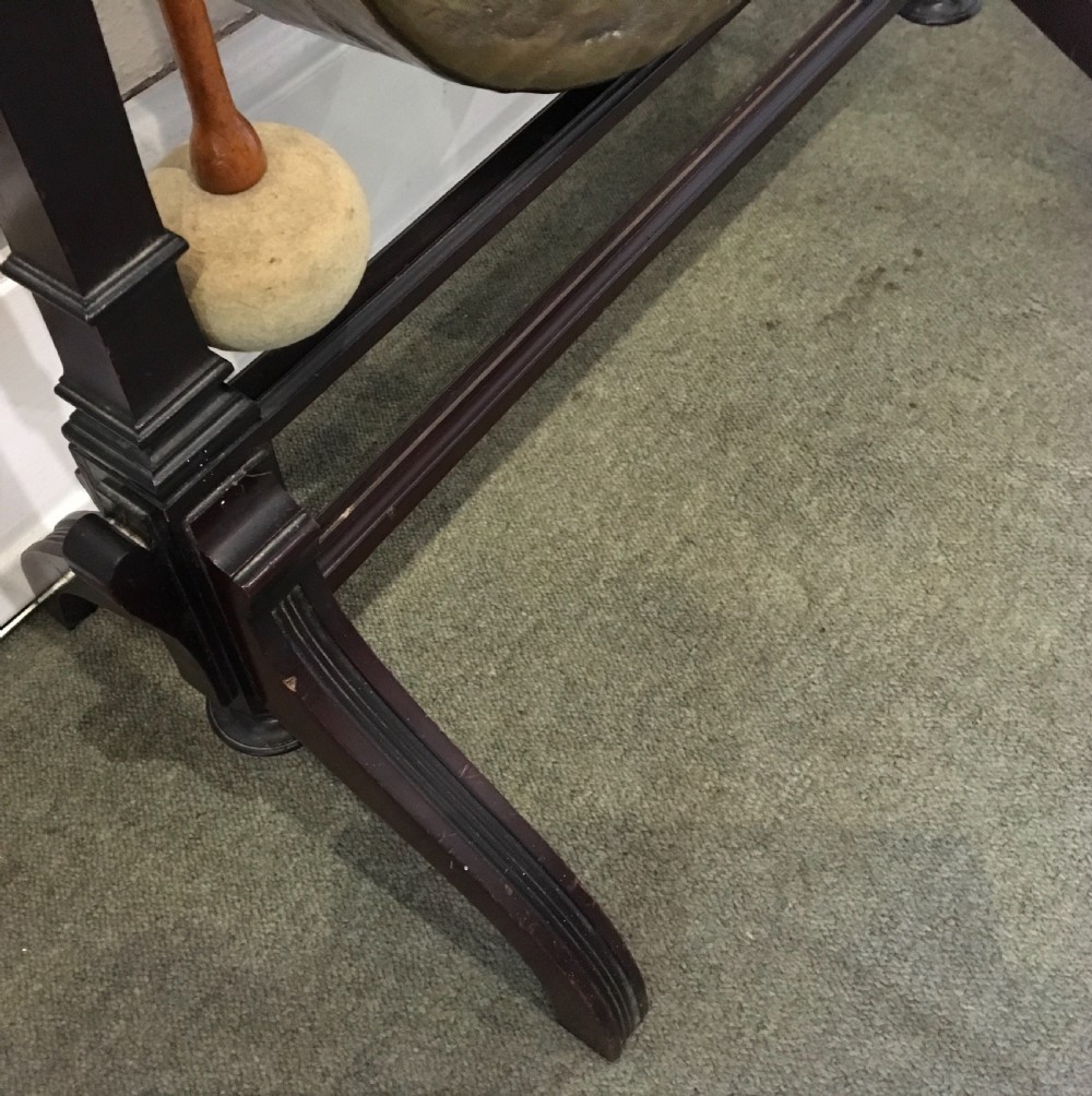 Large floor standing Mahogany and Brass Dinner Gong View V