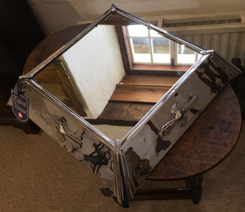 Art Deco silver plated and mirrored cake stand 