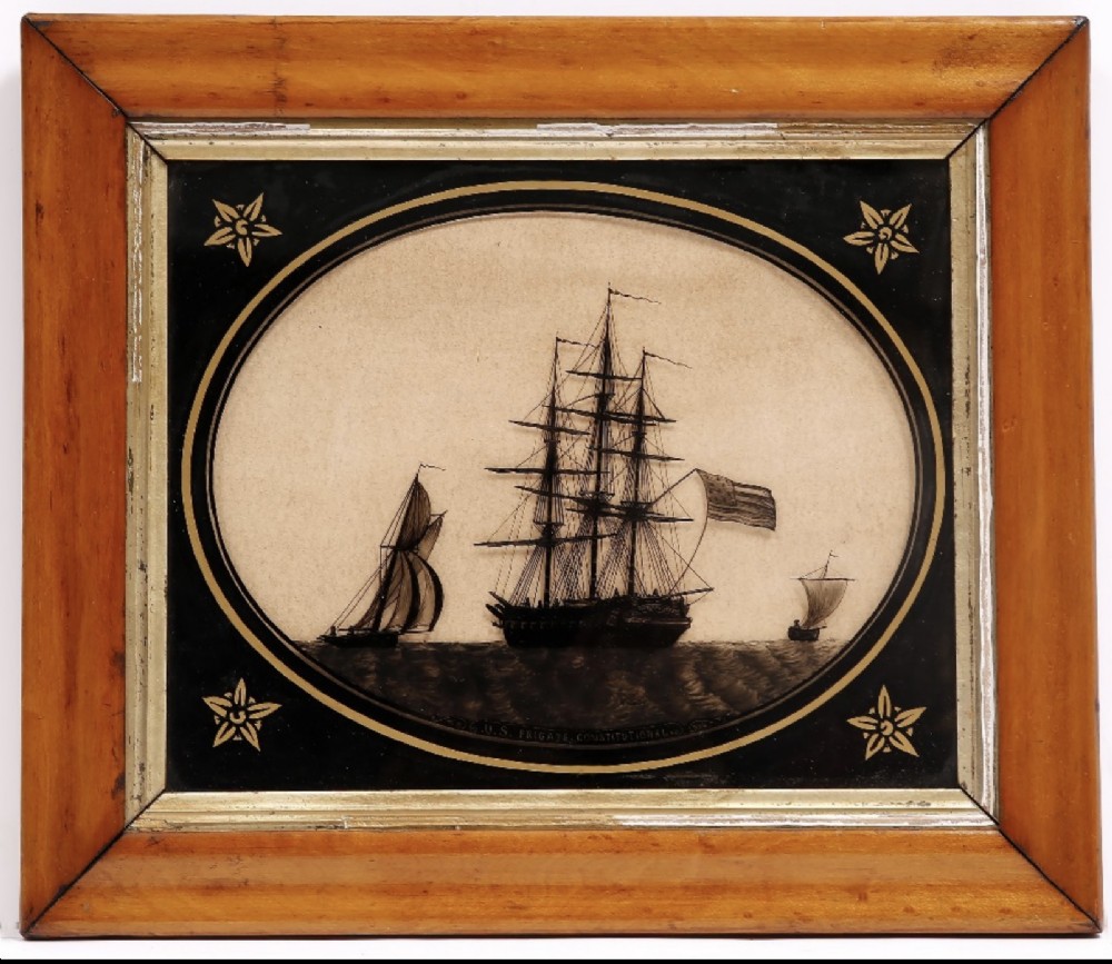 Early 19th Century Silhouettte ' U.S. Frigate Constitutional' 