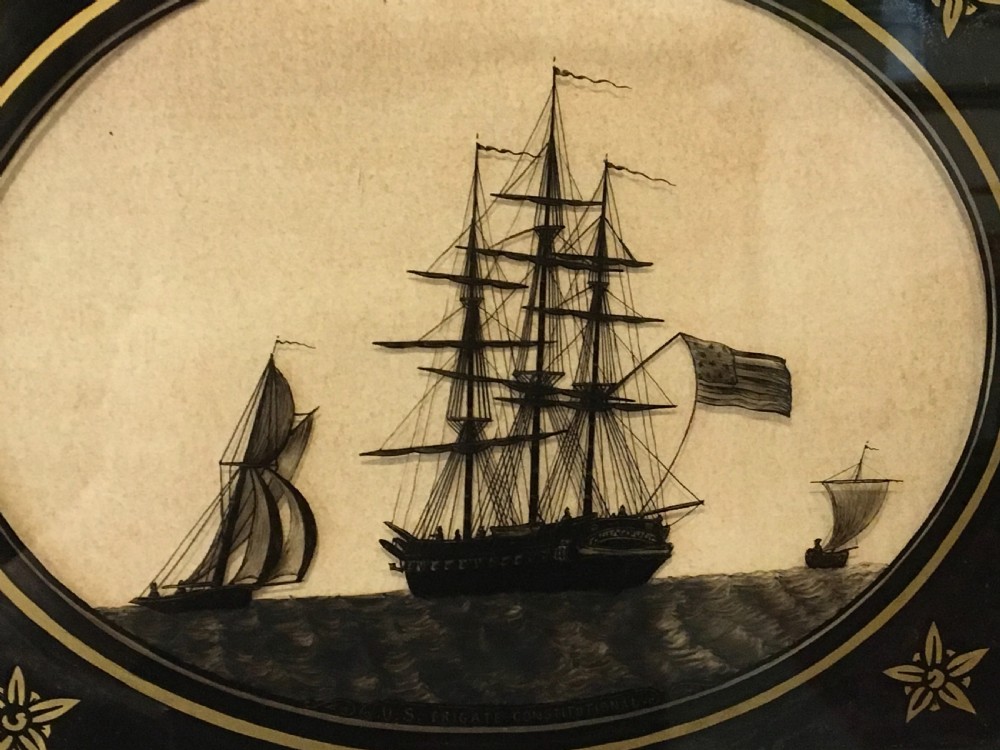 Early 19th Century Silhouettte ' U.S. Frigate Constitutional'  View IV
