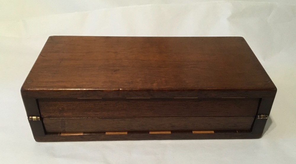 19th Century Mahogany cased travelling chess set  View VI