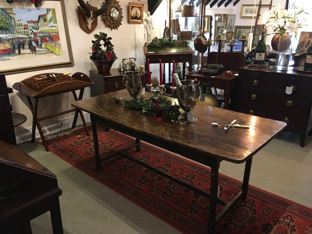 Antique French fruitwood farmhouse table  View X