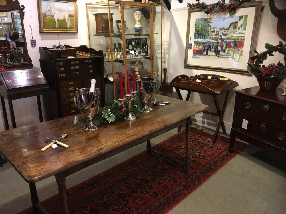 Antique French fruitwood farmhouse table  View XI